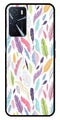 Colorful Feathers Metal Mobile Case for Oppo A16   (Design No -06)