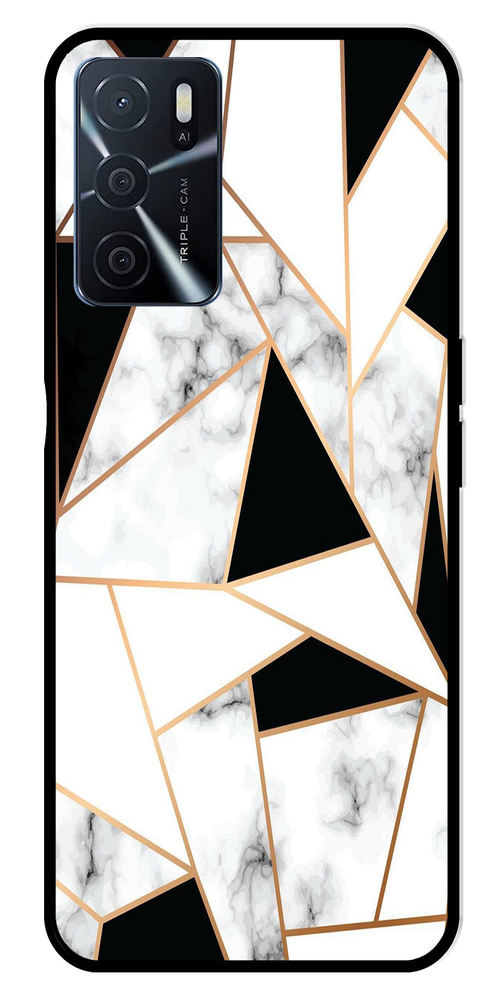 Marble Design2 Metal Mobile Case for Oppo A16   (Design No -08)