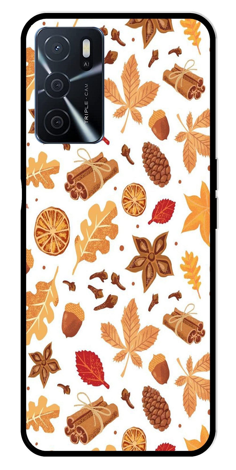 Autumn Leaf Metal Mobile Case for Oppo A16   (Design No -19)