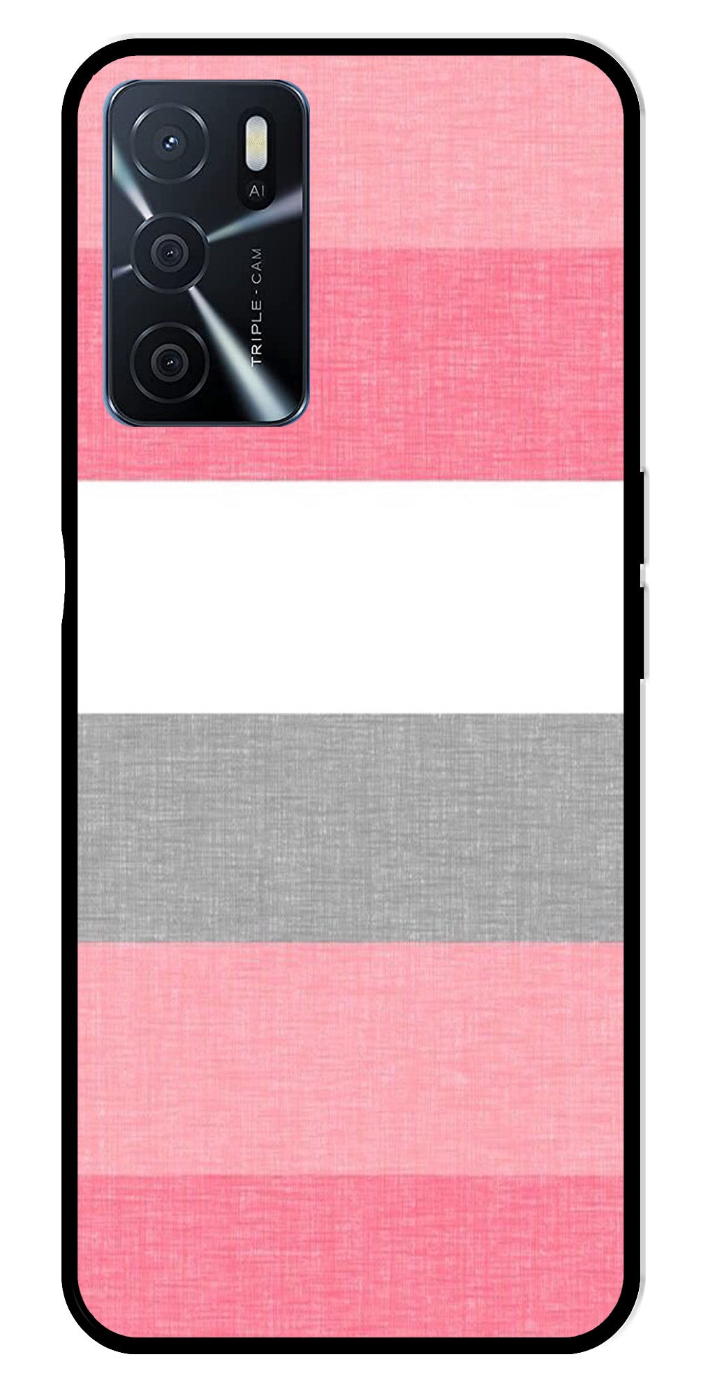 Pink Pattern Metal Mobile Case for Oppo A16   (Design No -23)
