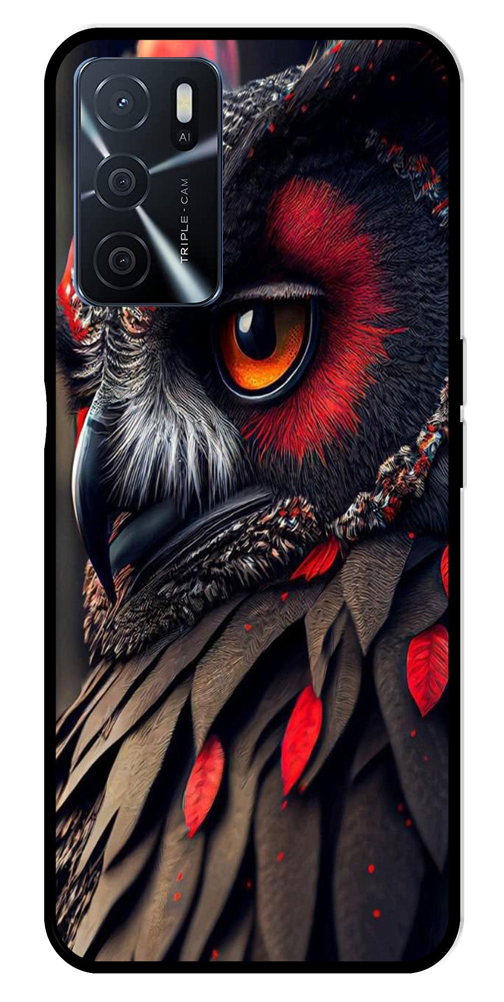 Owl Design Metal Mobile Case for Oppo A16   (Design No -26)