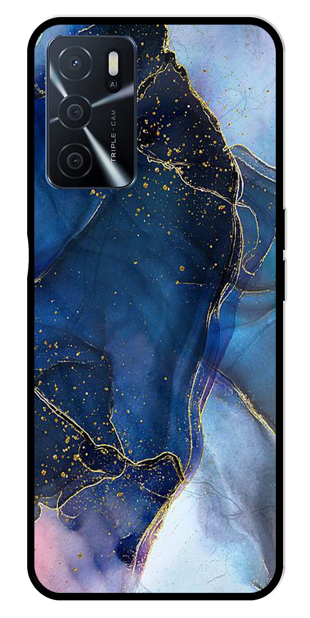 Blue Marble Metal Mobile Case for Oppo A16   (Design No -34)
