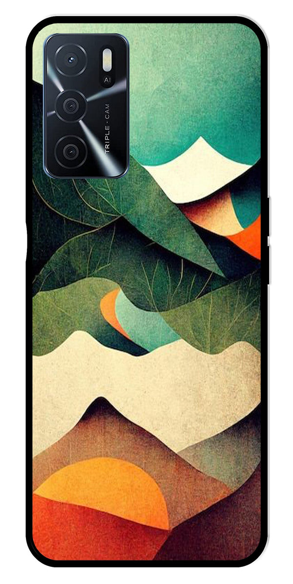 MultiColor Pattern Metal Mobile Case for Oppo A16   (Design No -43)