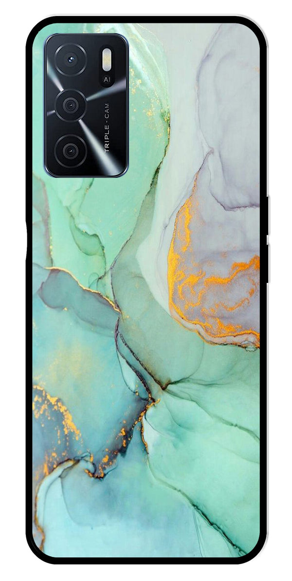 Marble Design Metal Mobile Case for Oppo A16   (Design No -46)