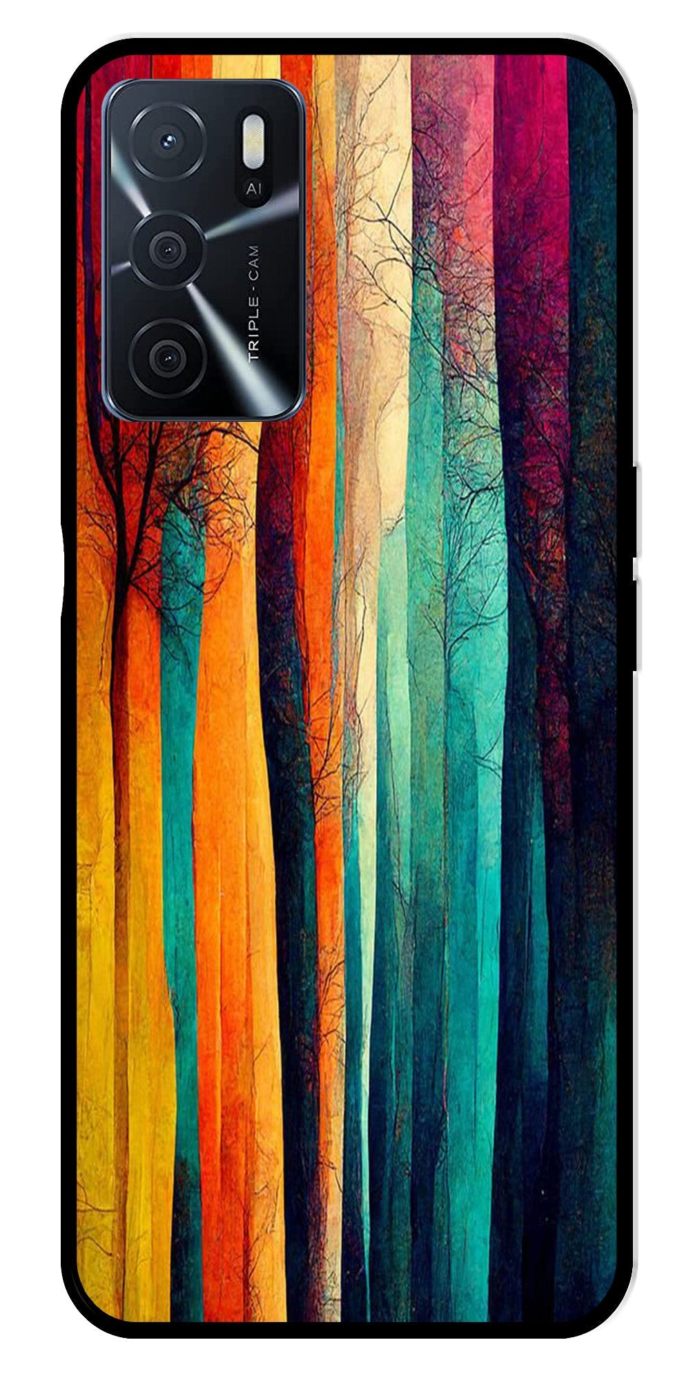 Modern Art Colorful Metal Mobile Case for Oppo A16   (Design No -47)