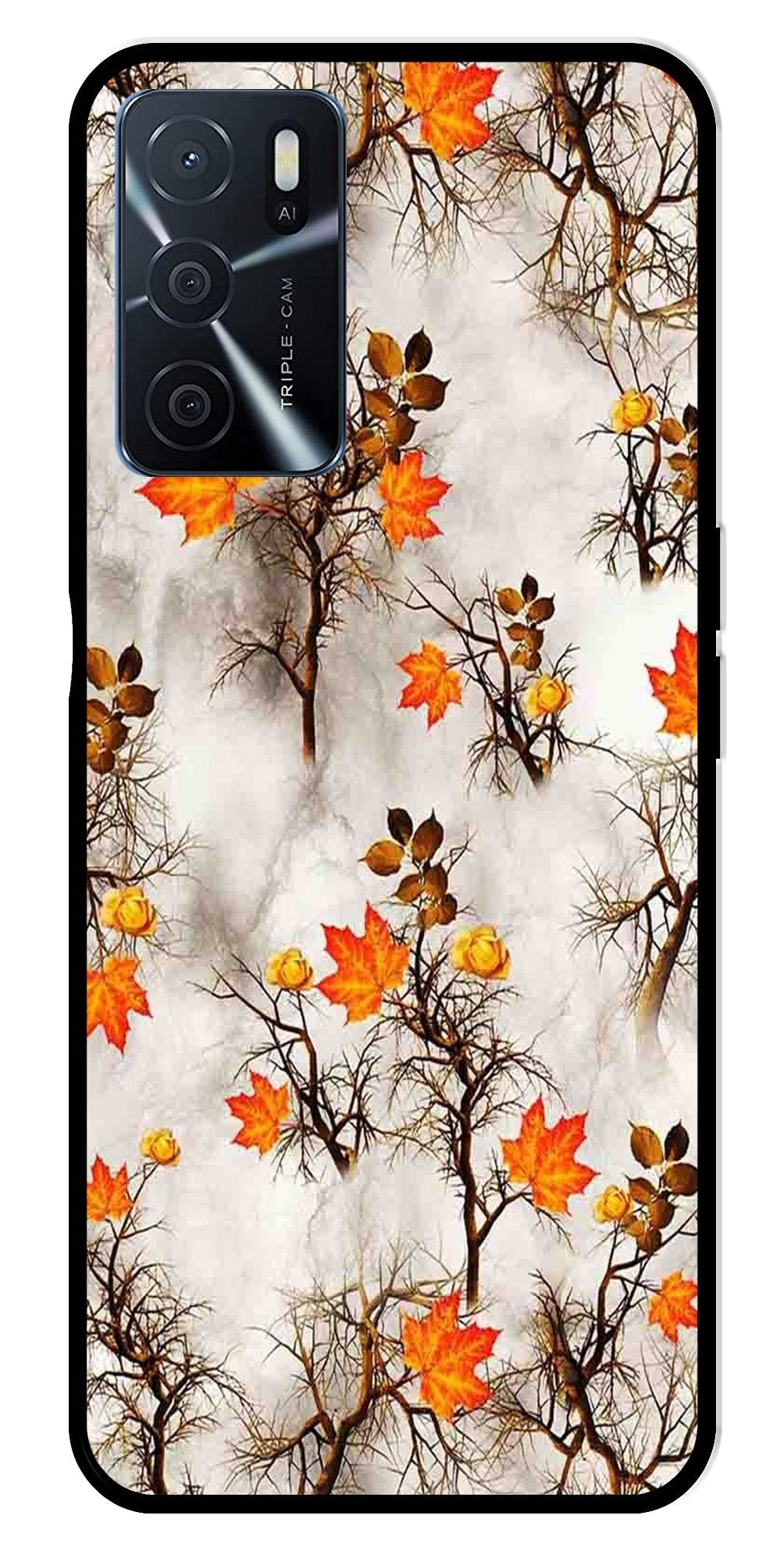 Autumn leaves Metal Mobile Case for Oppo A16   (Design No -55)