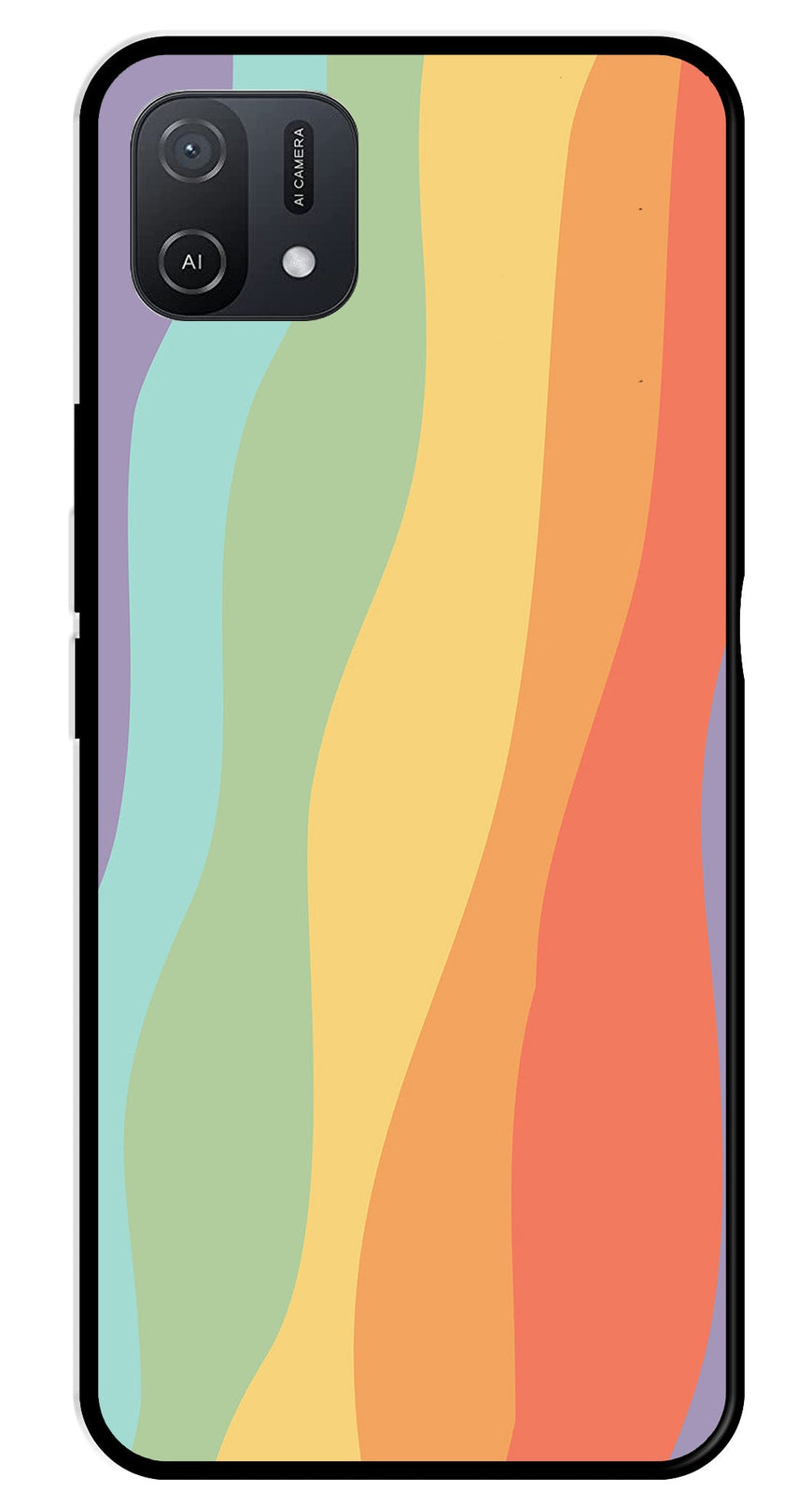 Muted Rainbow Metal Mobile Case for Oppo A16K   (Design No -02)