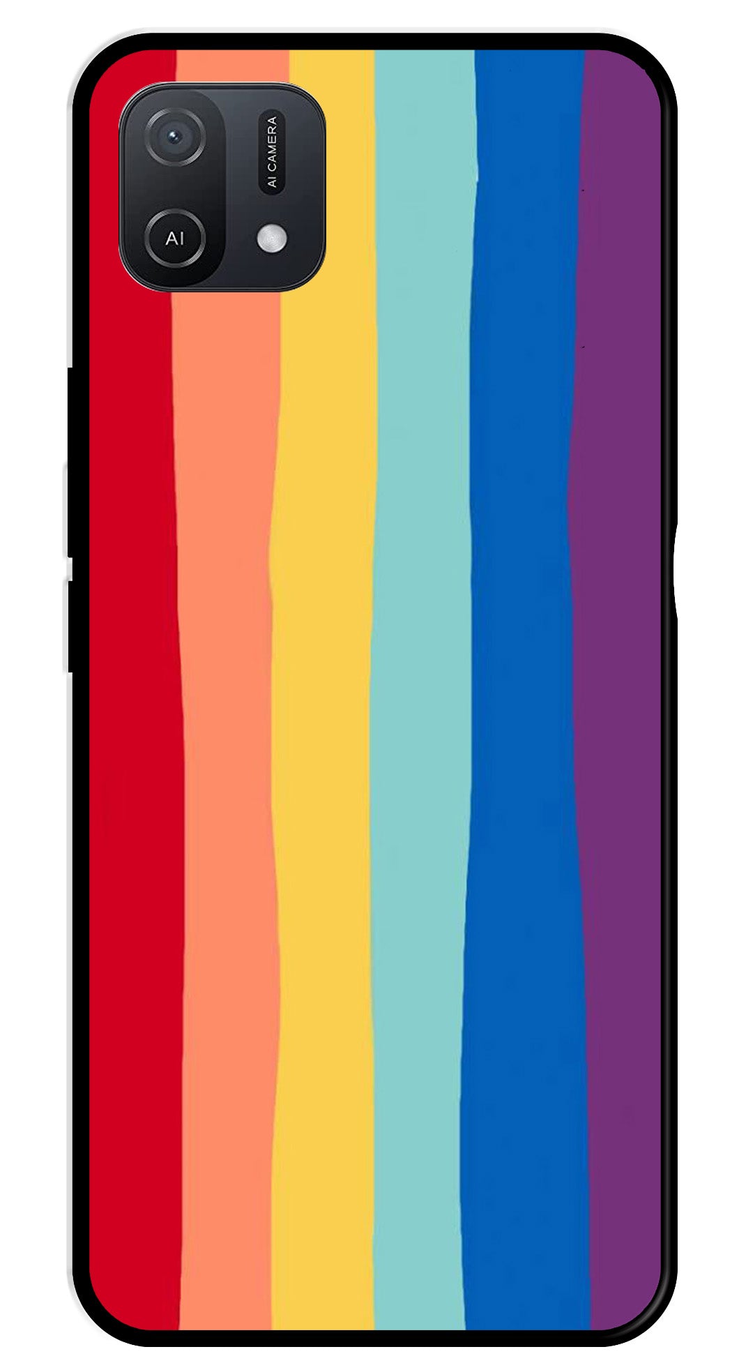 Rainbow MultiColor Metal Mobile Case for Oppo A16K   (Design No -03)