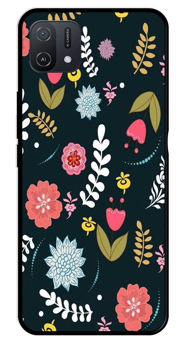 Floral Pattern2 Metal Mobile Case for Oppo A16K   (Design No -12)