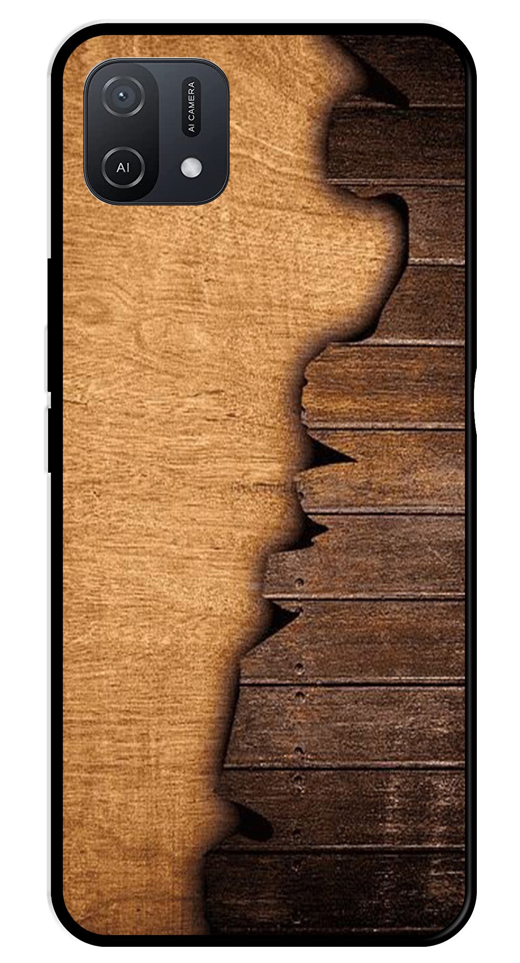 Wooden Design Metal Mobile Case for Oppo A16K   (Design No -13)