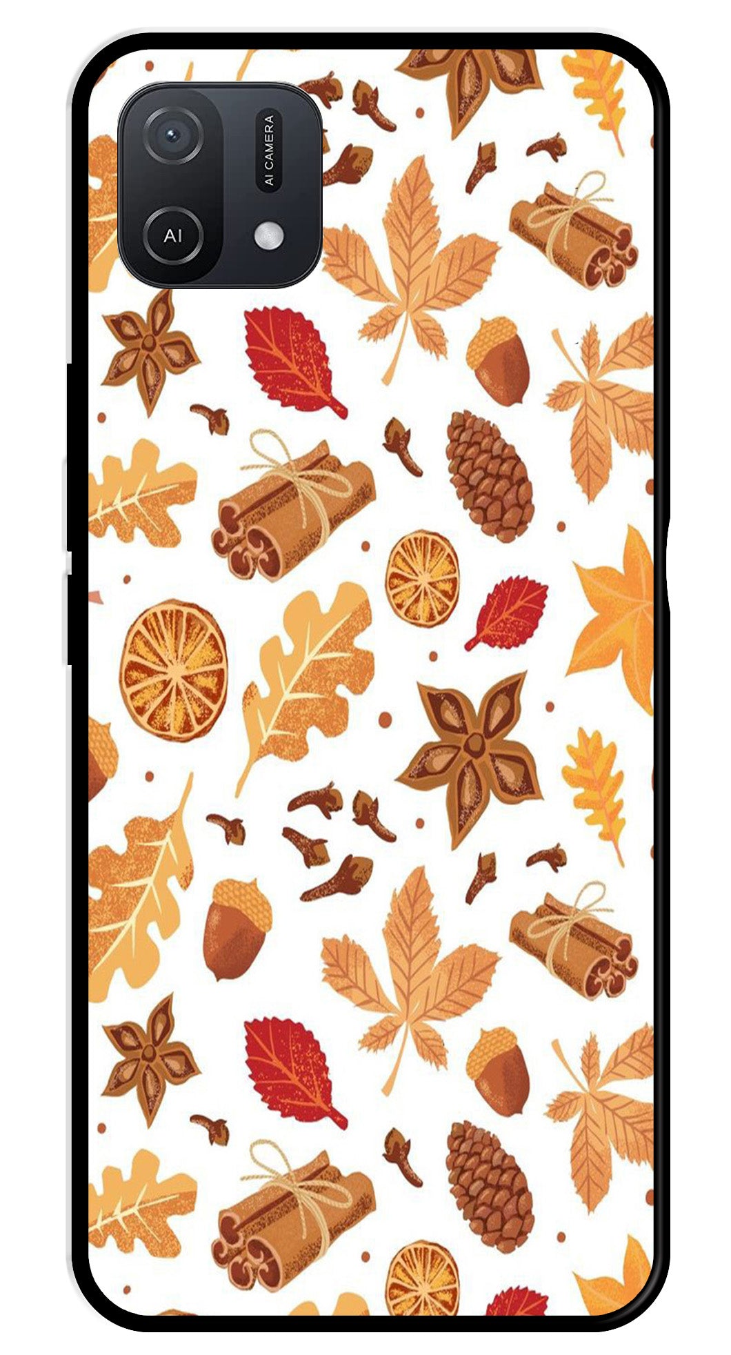 Autumn Leaf Metal Mobile Case for Oppo A16K   (Design No -19)