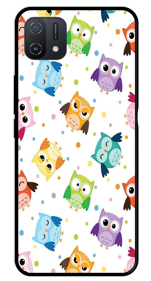 Owls Pattern Metal Mobile Case for Oppo A16K   (Design No -20)