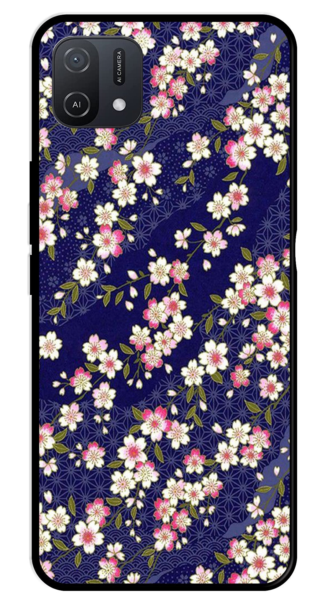 Flower Design Metal Mobile Case for Oppo A16K   (Design No -25)