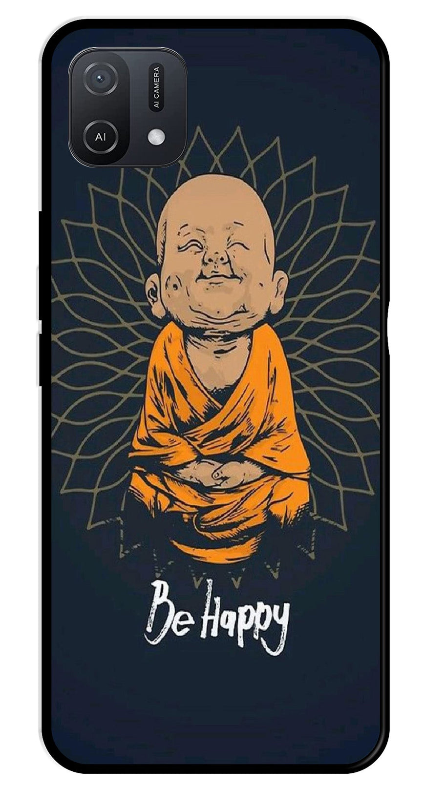 Be Happy Metal Mobile Case for Oppo A16K   (Design No -27)