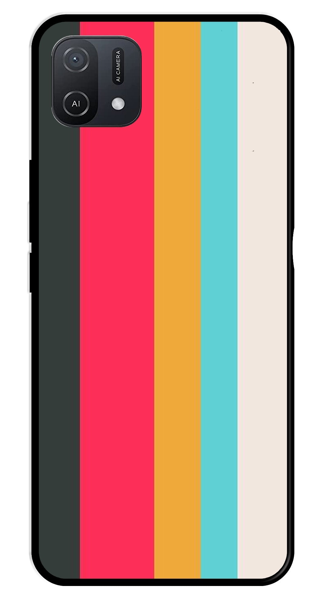 Muted Rainbow Metal Mobile Case for Oppo A16K   (Design No -31)
