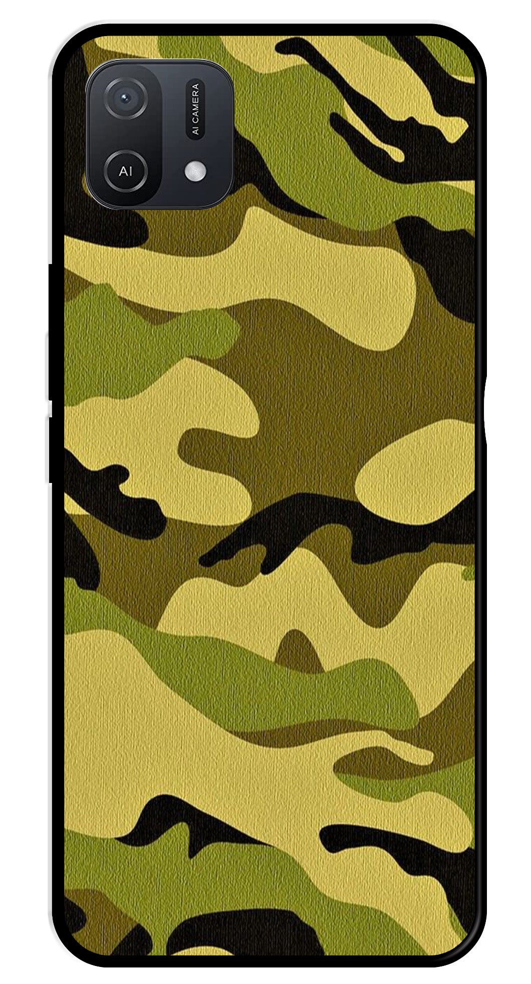 Army Pattern Metal Mobile Case for Oppo A16K   (Design No -35)