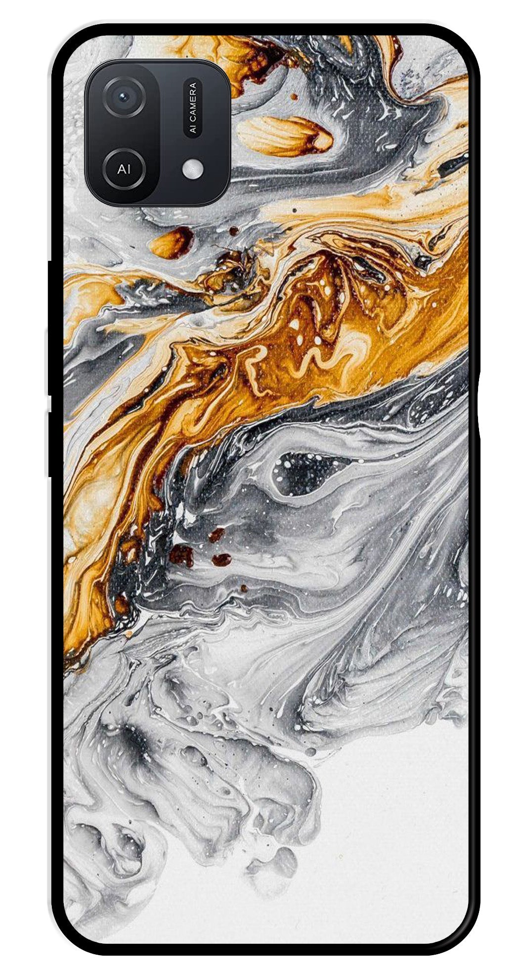 Marble Pattern Metal Mobile Case for Oppo A16K   (Design No -36)