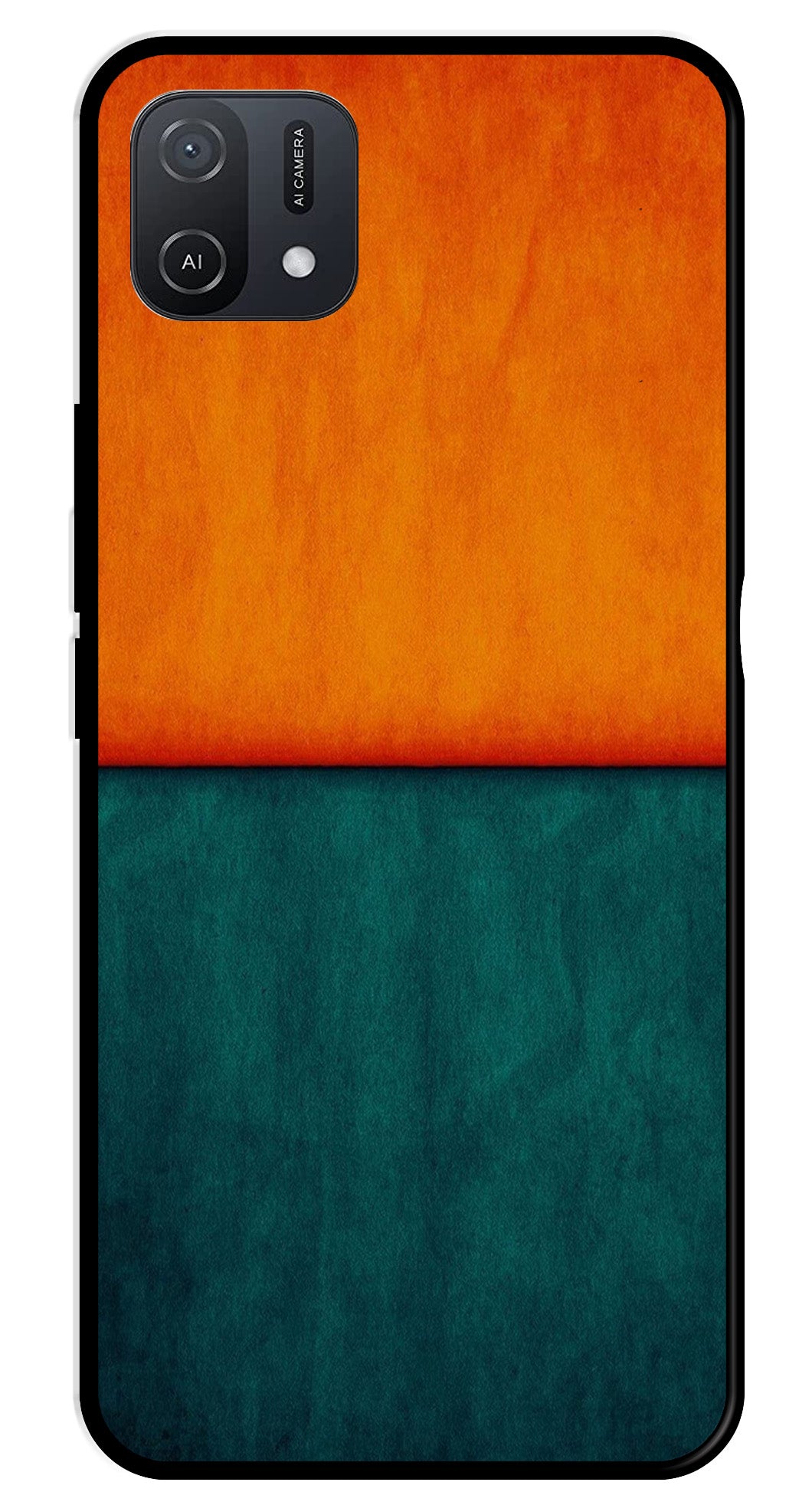 Orange Green Pattern Metal Mobile Case for Oppo A16K   (Design No -45)