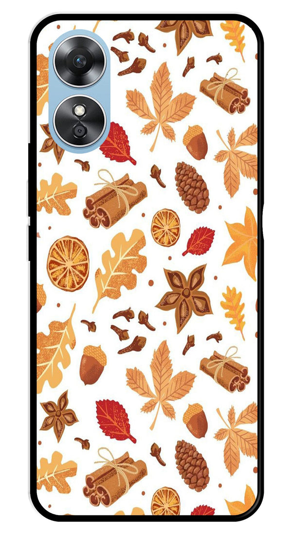 Autumn Leaf Metal Mobile Case for Oppo A17   (Design No -19)