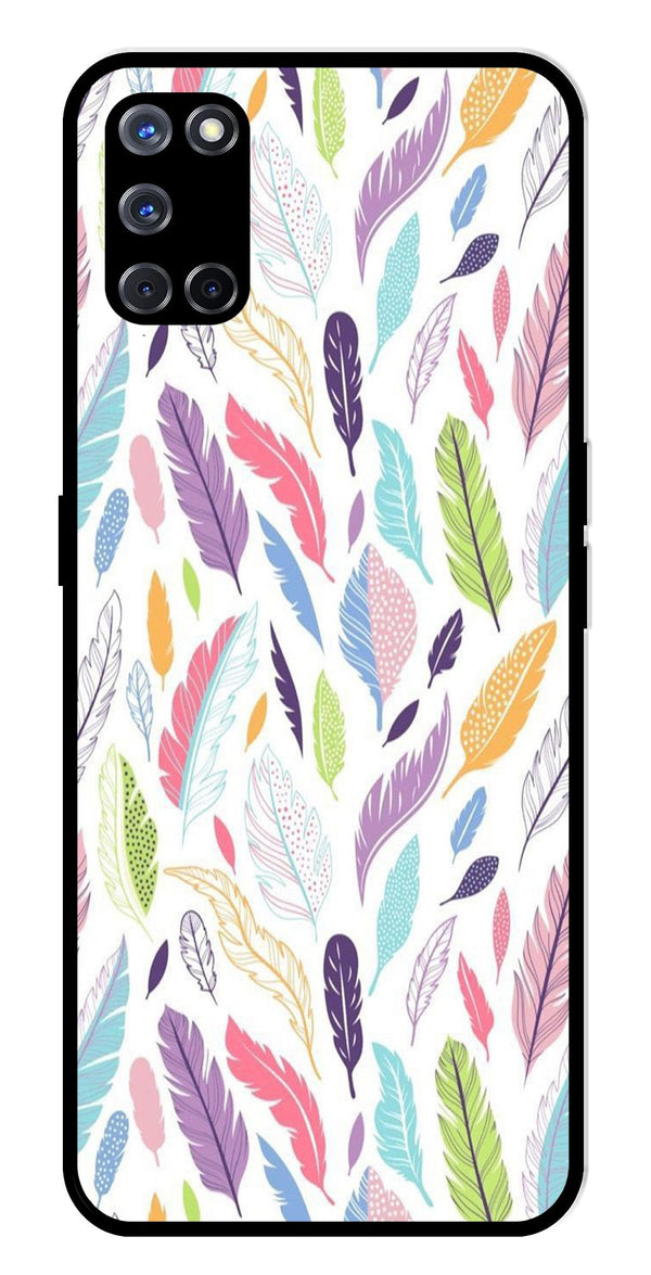 Colorful Feathers Metal Mobile Case for Oppo A52   (Design No -06)