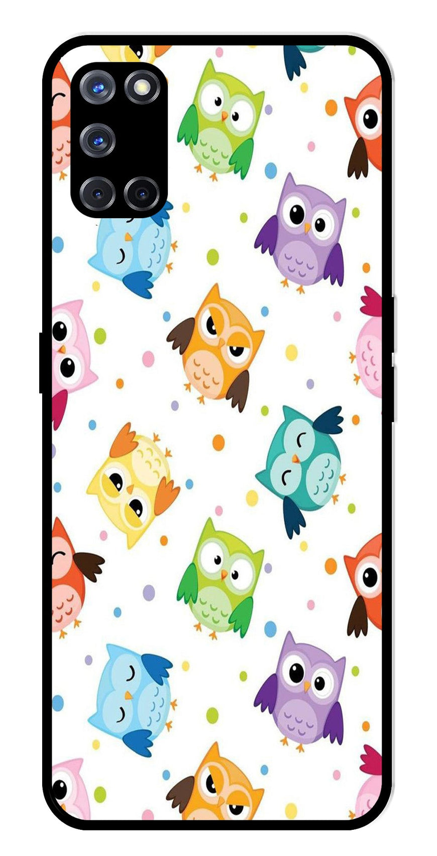 Owls Pattern Metal Mobile Case for Oppo A52   (Design No -20)