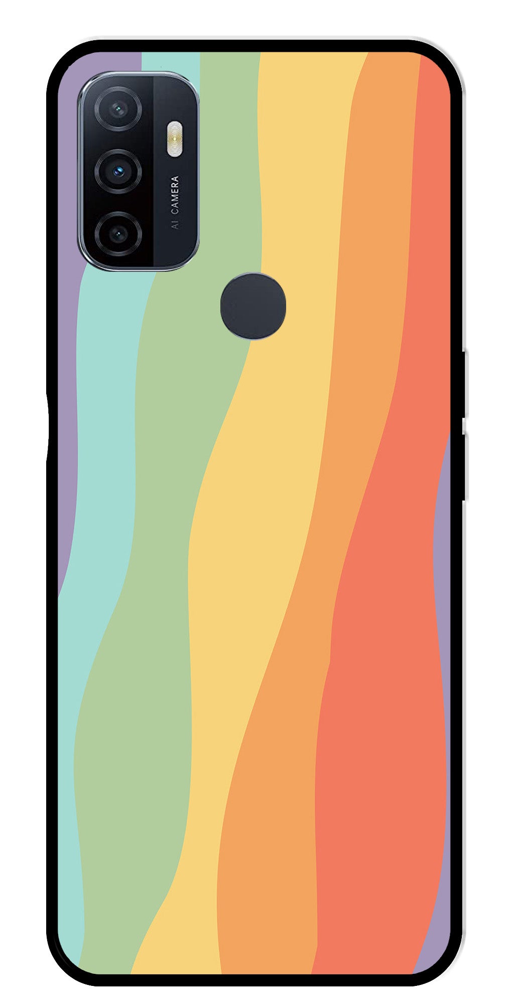Muted Rainbow Metal Mobile Case for Oppo A53   (Design No -02)