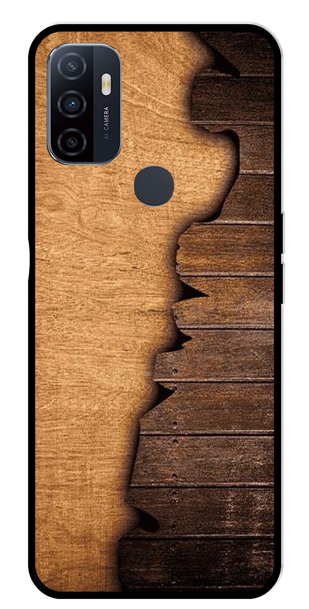 Wooden Design Metal Mobile Case for Oppo A53   (Design No -13)