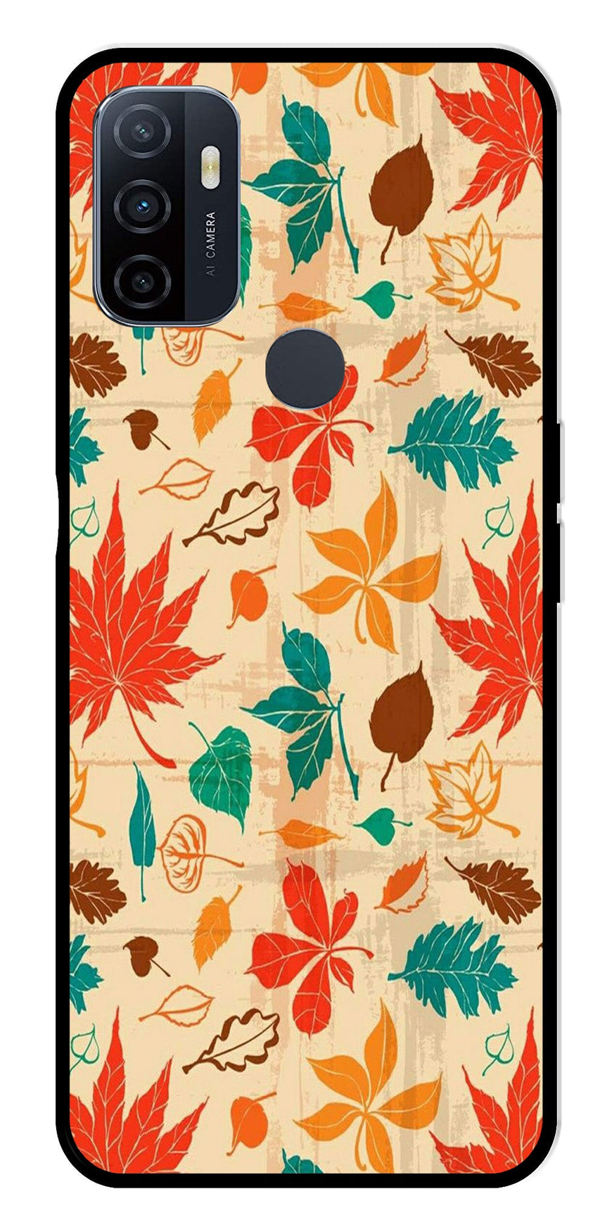 Leafs Design Metal Mobile Case for Oppo A53   (Design No -14)