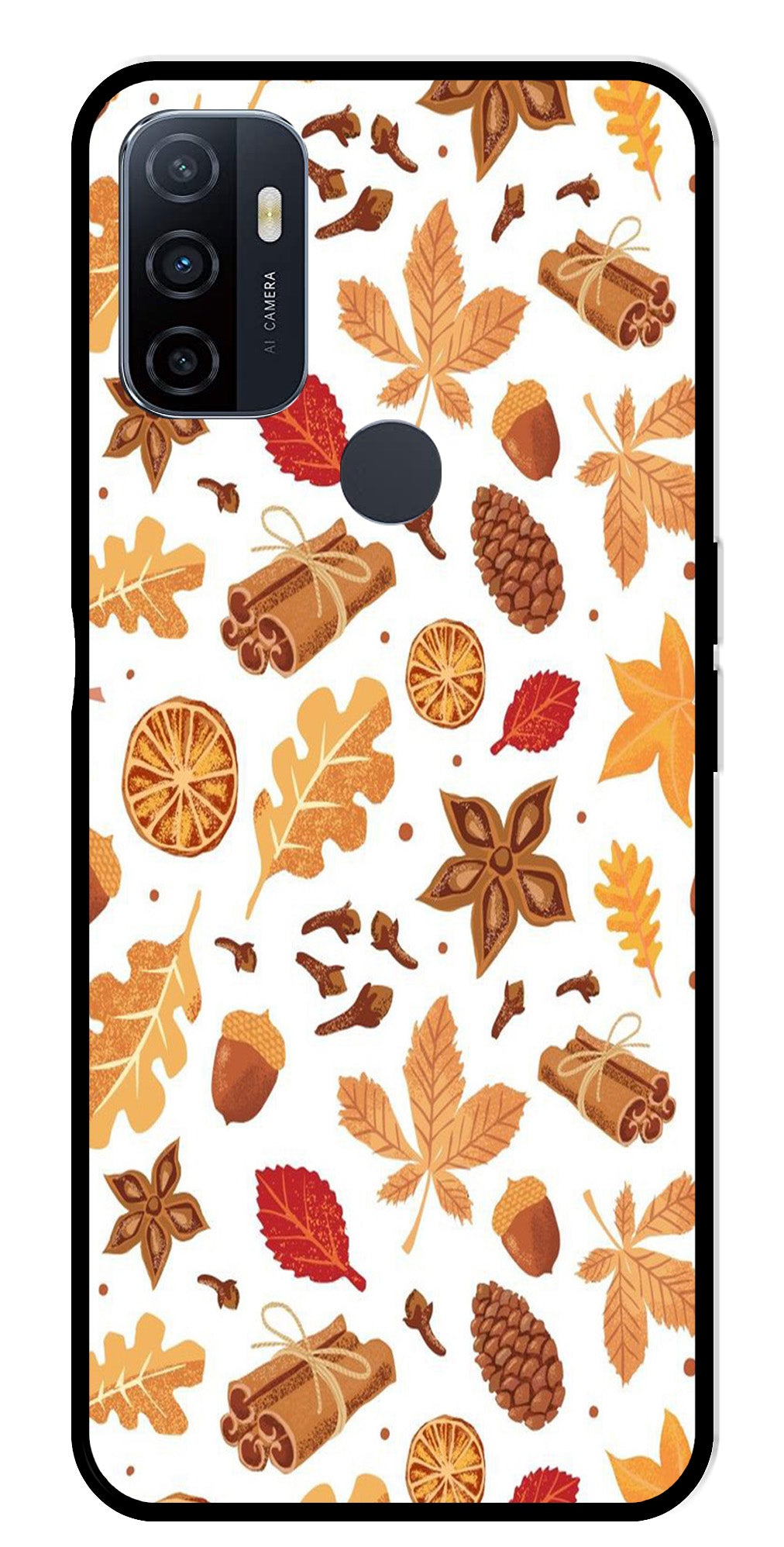 Autumn Leaf Metal Mobile Case for Oppo A53   (Design No -19)