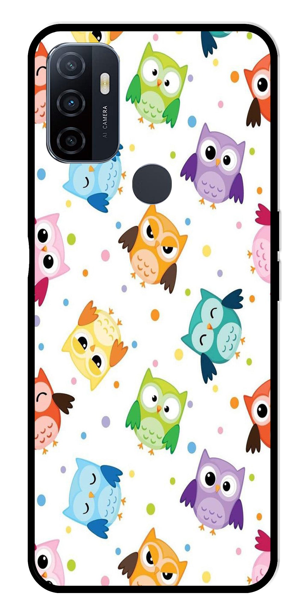 Owls Pattern Metal Mobile Case for Oppo A53   (Design No -20)
