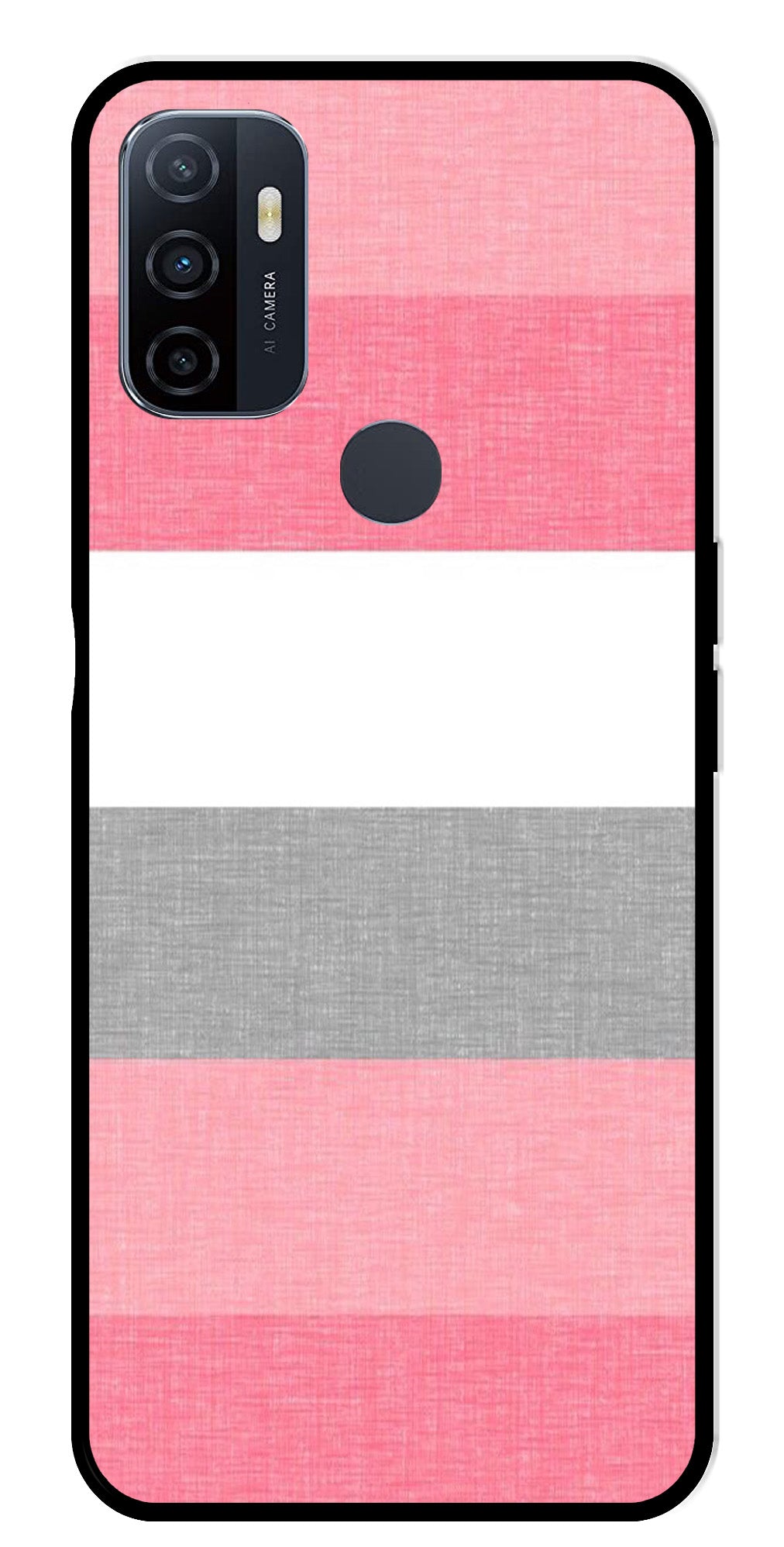 Pink Pattern Metal Mobile Case for Oppo A53   (Design No -23)