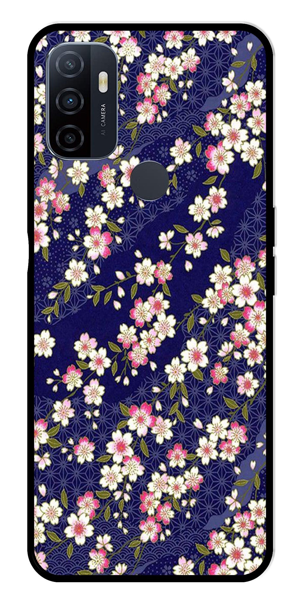 Flower Design Metal Mobile Case for Oppo A53   (Design No -25)
