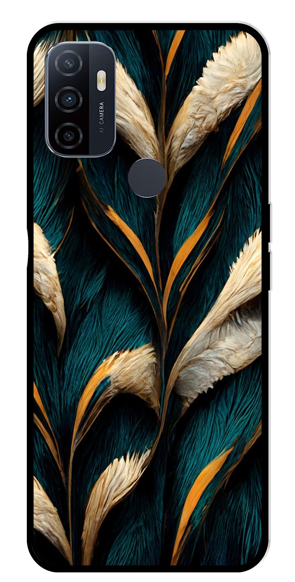 Feathers Metal Mobile Case for Oppo A53   (Design No -30)