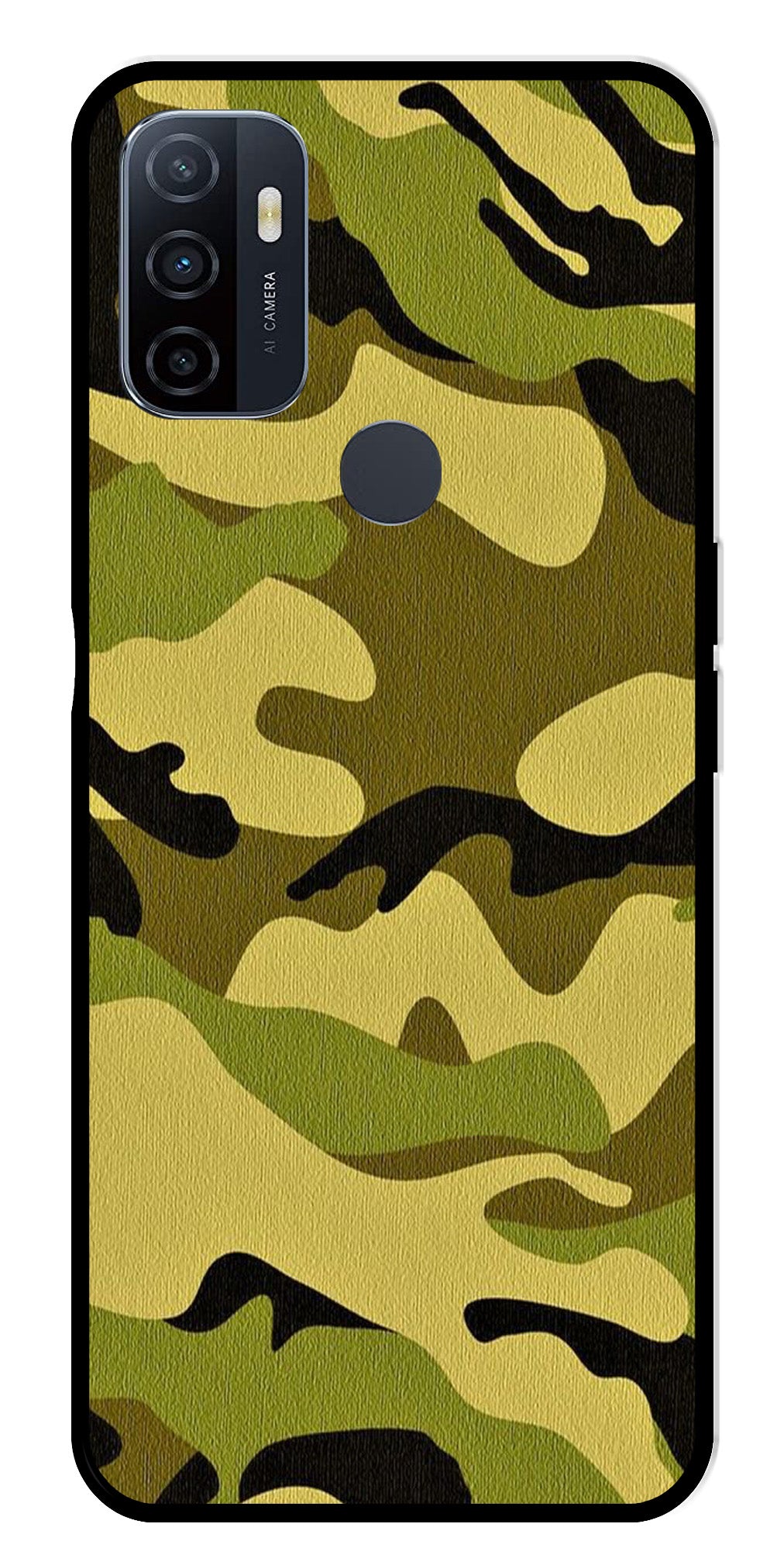 Army Pattern Metal Mobile Case for Oppo A53   (Design No -35)
