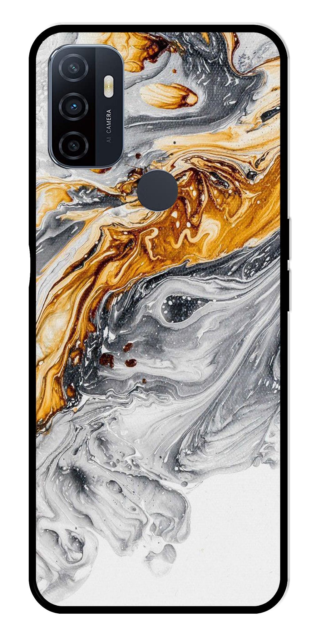 Marble Pattern Metal Mobile Case for Oppo A53   (Design No -36)