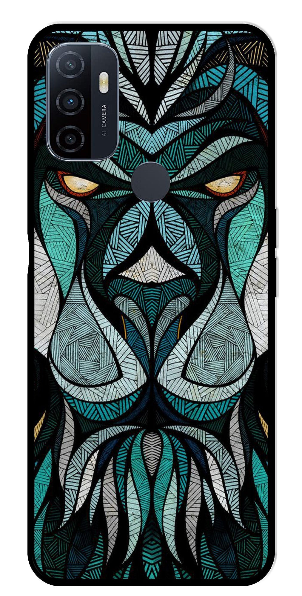 Lion Pattern Metal Mobile Case for Oppo A53   (Design No -40)