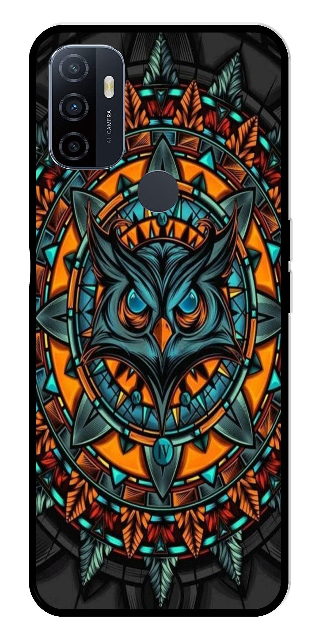 Owl Pattern Metal Mobile Case for Oppo A53   (Design No -42)