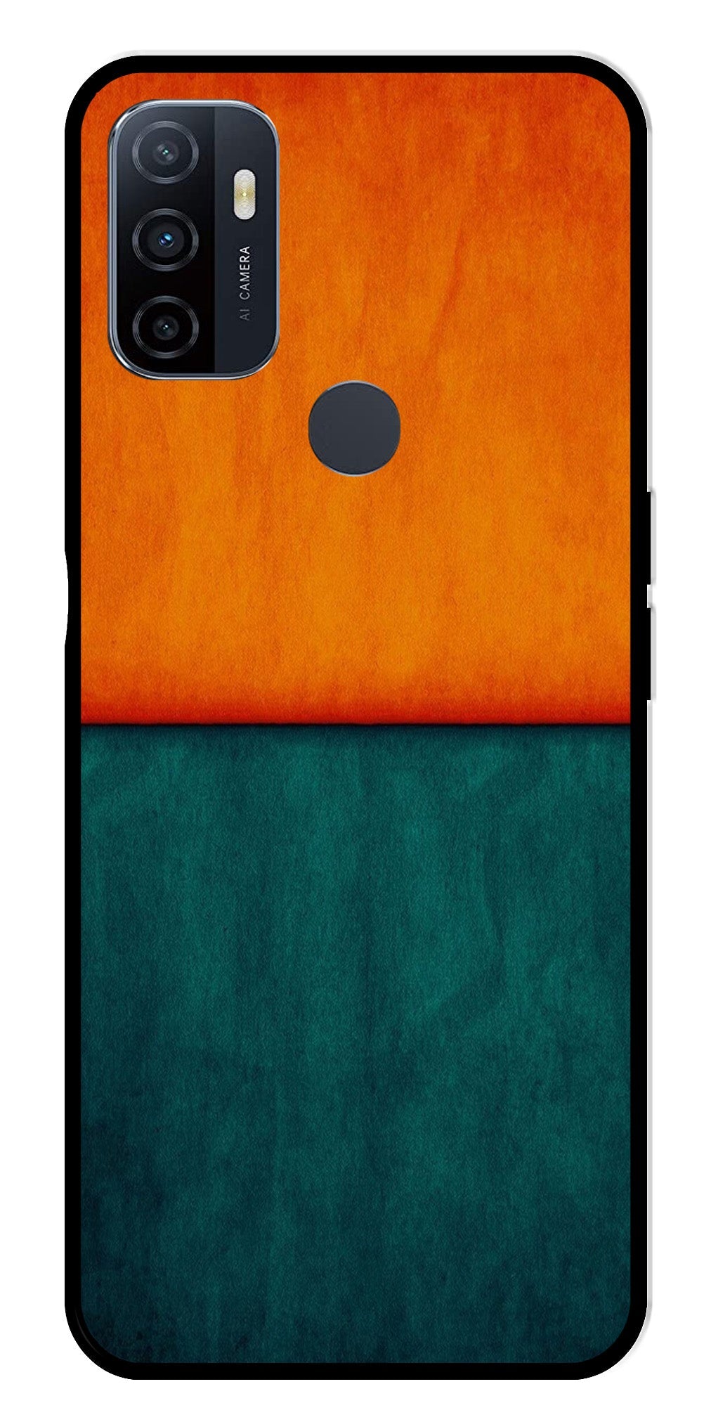 Orange Green Pattern Metal Mobile Case for Oppo A53   (Design No -45)