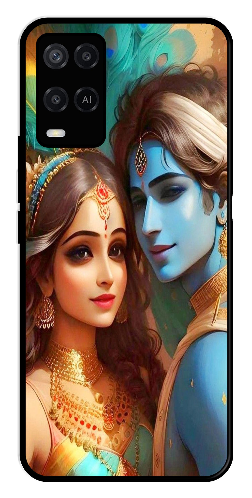 Lord Radha Krishna Metal Mobile Case for Oppo A54 4G   (Design No -01)