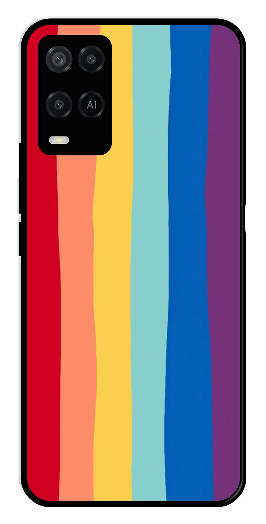Rainbow MultiColor Metal Mobile Case for Oppo A54 4G   (Design No -03)