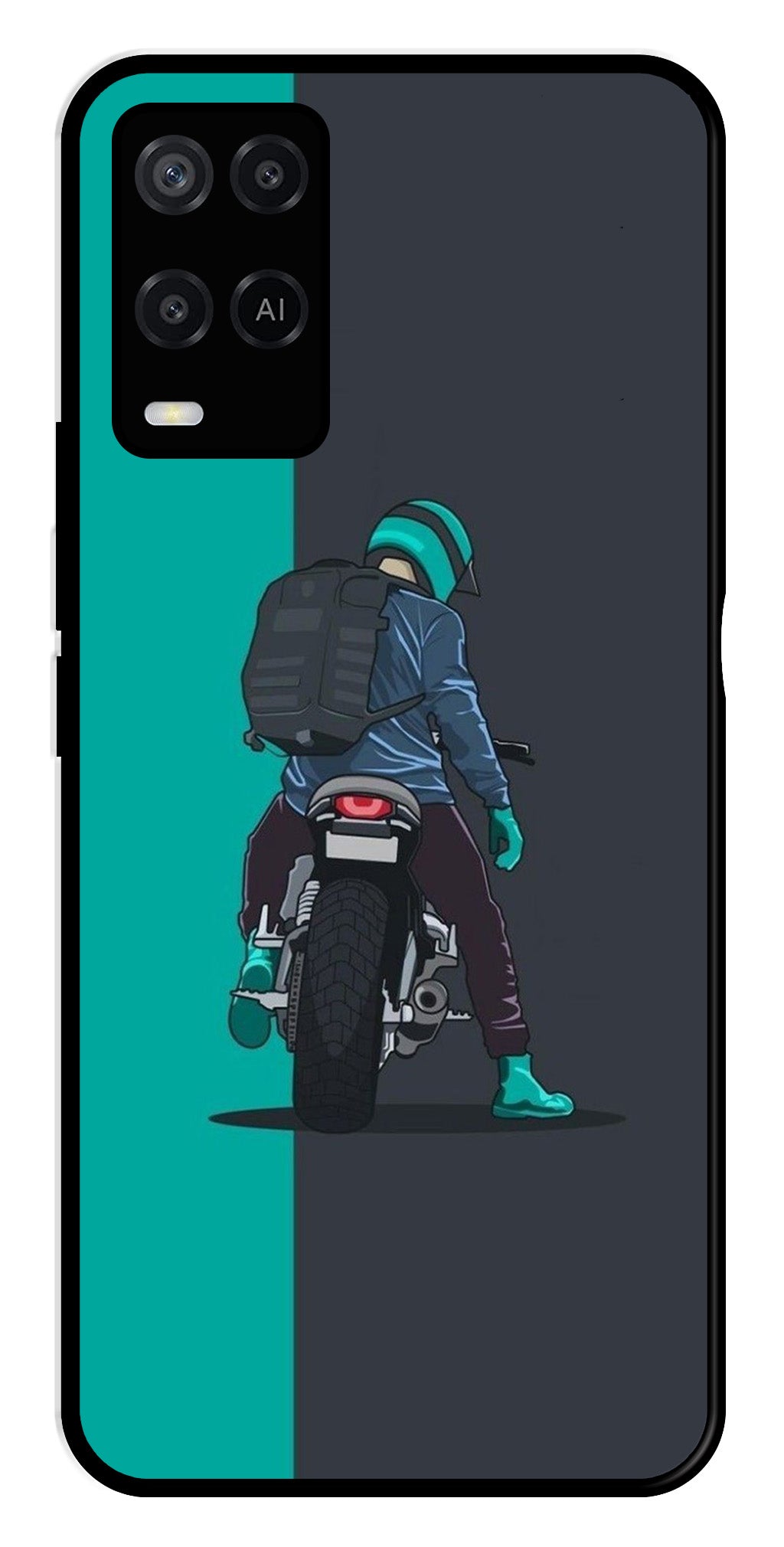 Bike Lover Metal Mobile Case for Oppo A54 4G   (Design No -05)