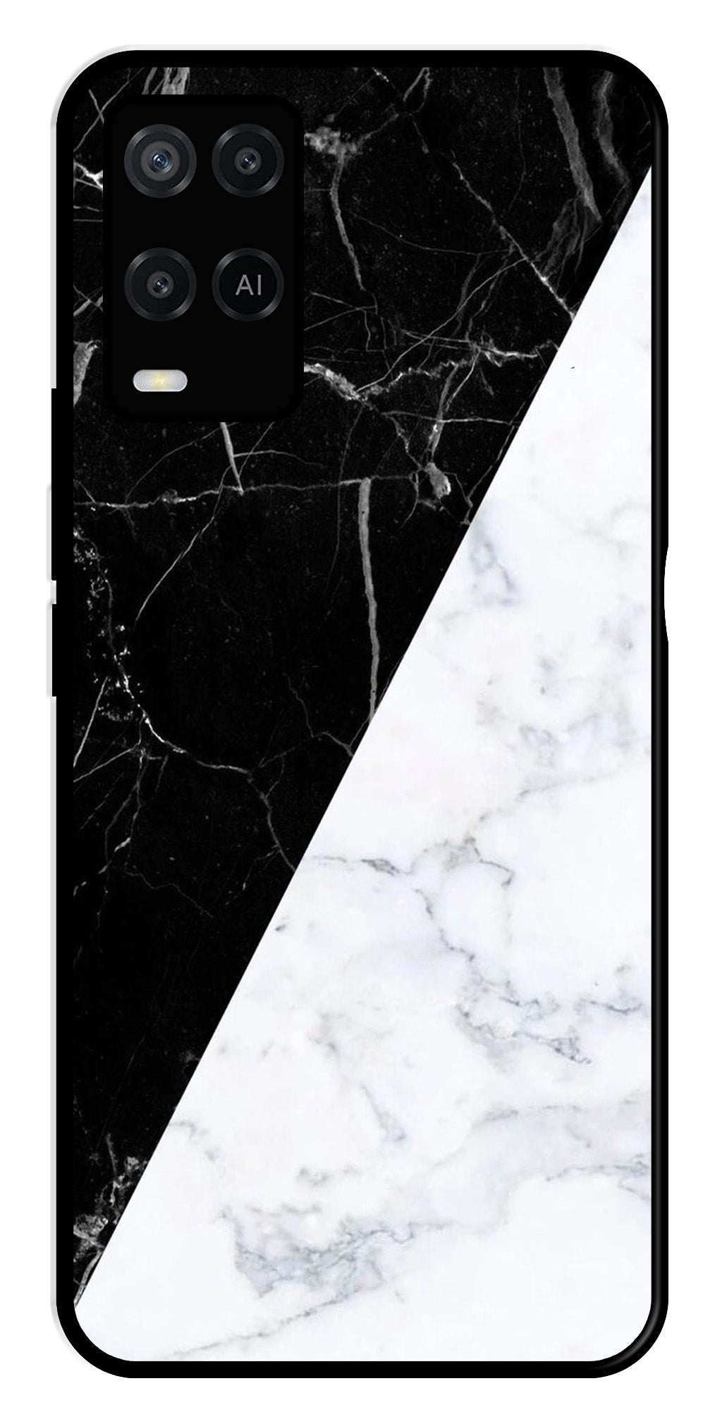 Black White Marble Design Metal Mobile Case for Oppo A54 4G   (Design No -09)