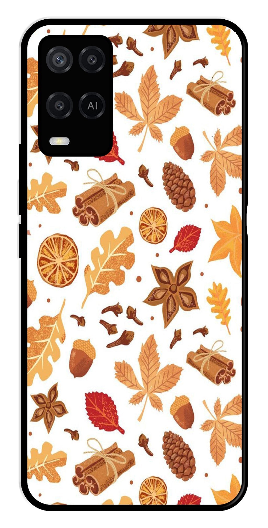 Autumn Leaf Metal Mobile Case for Oppo A54 4G   (Design No -19)