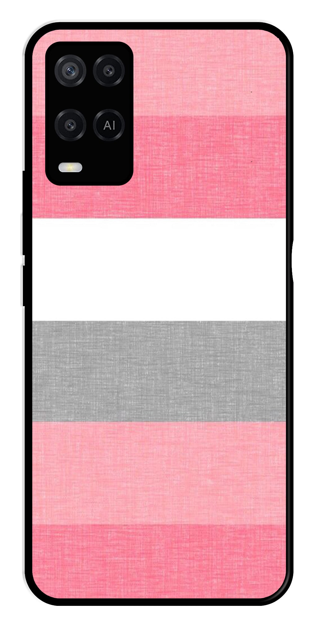 Pink Pattern Metal Mobile Case for Oppo A54 4G   (Design No -23)