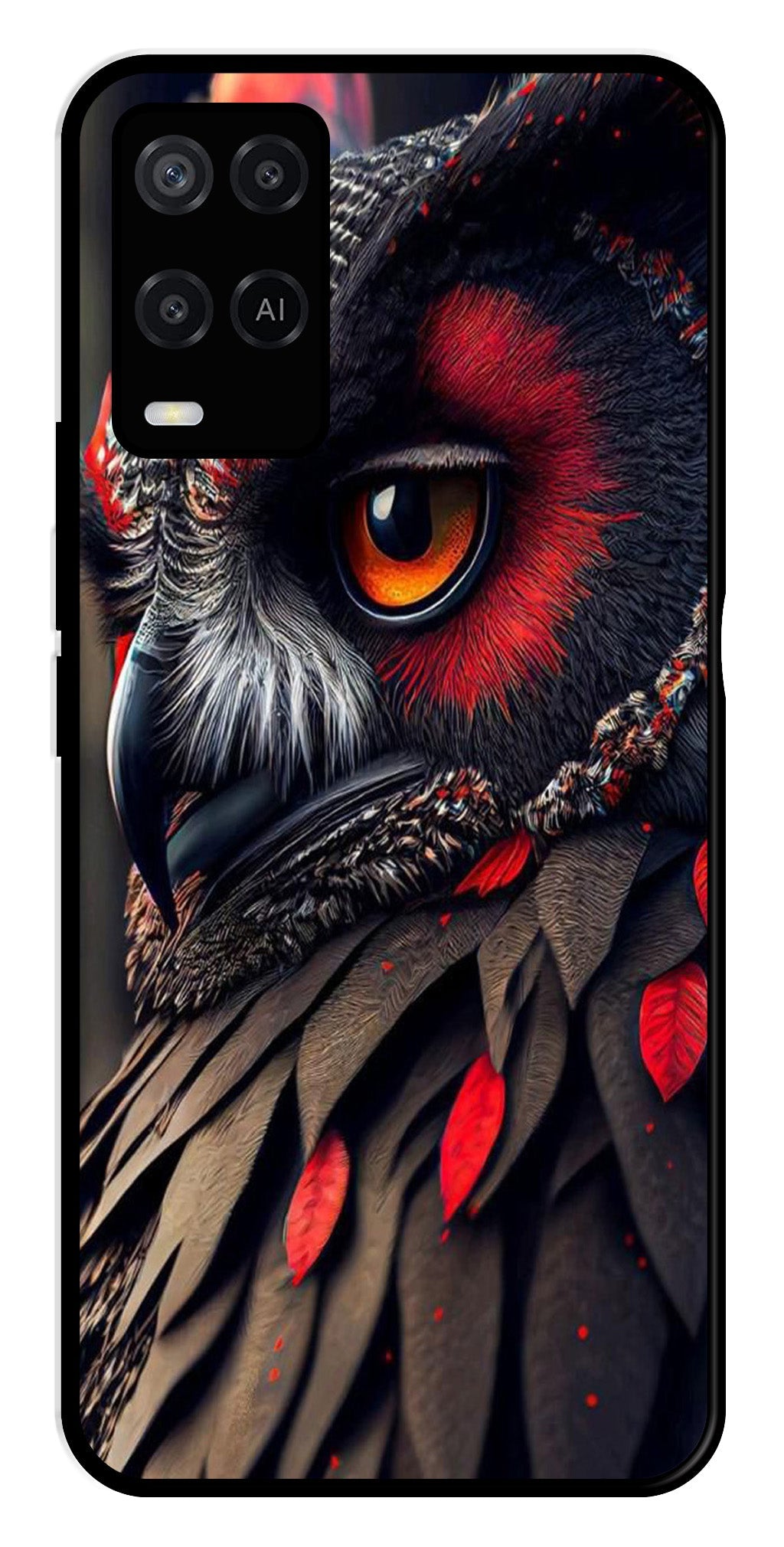 Owl Design Metal Mobile Case for Oppo A54 4G   (Design No -26)