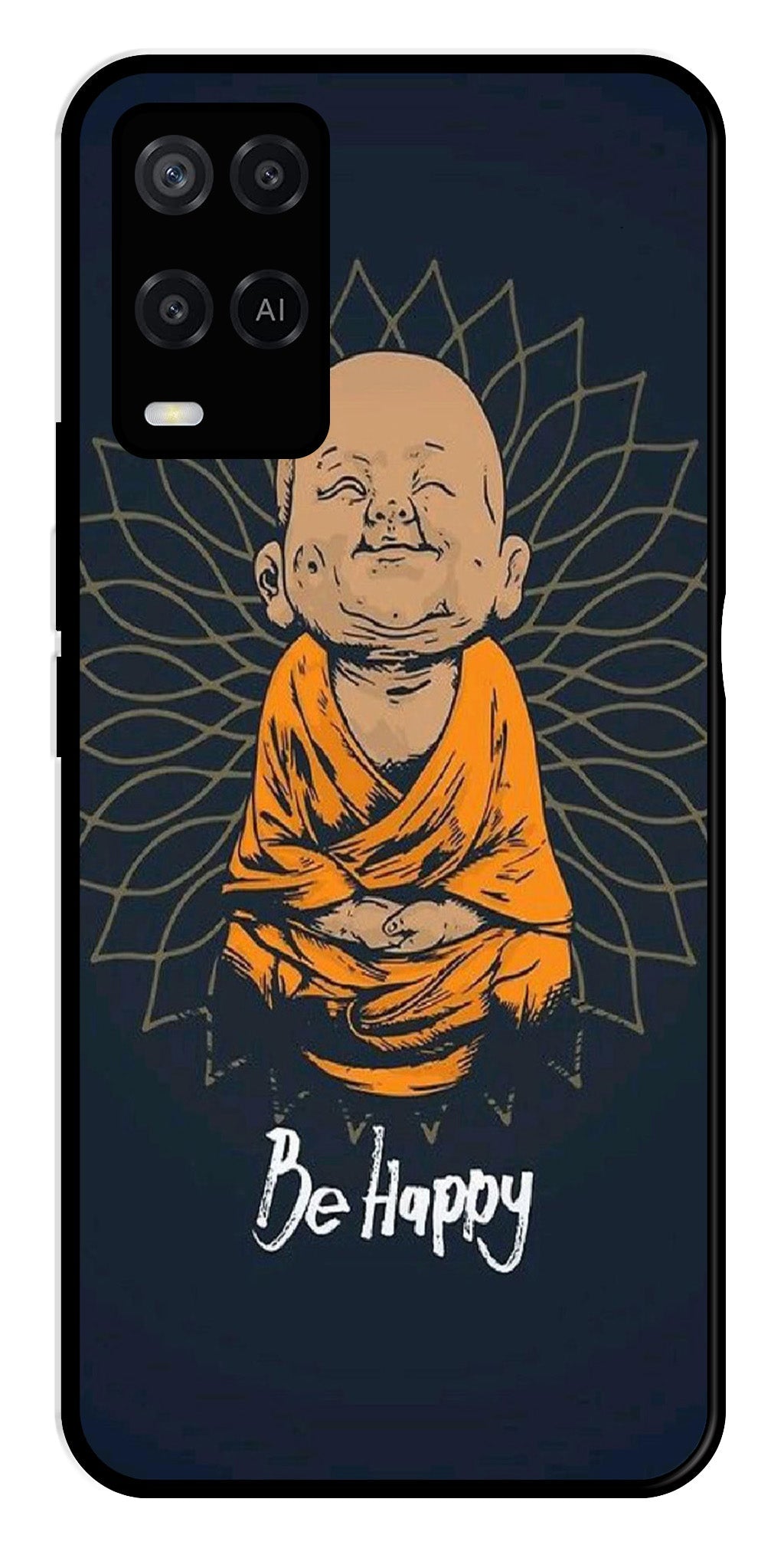 Be Happy Metal Mobile Case for Oppo A54 4G   (Design No -27)