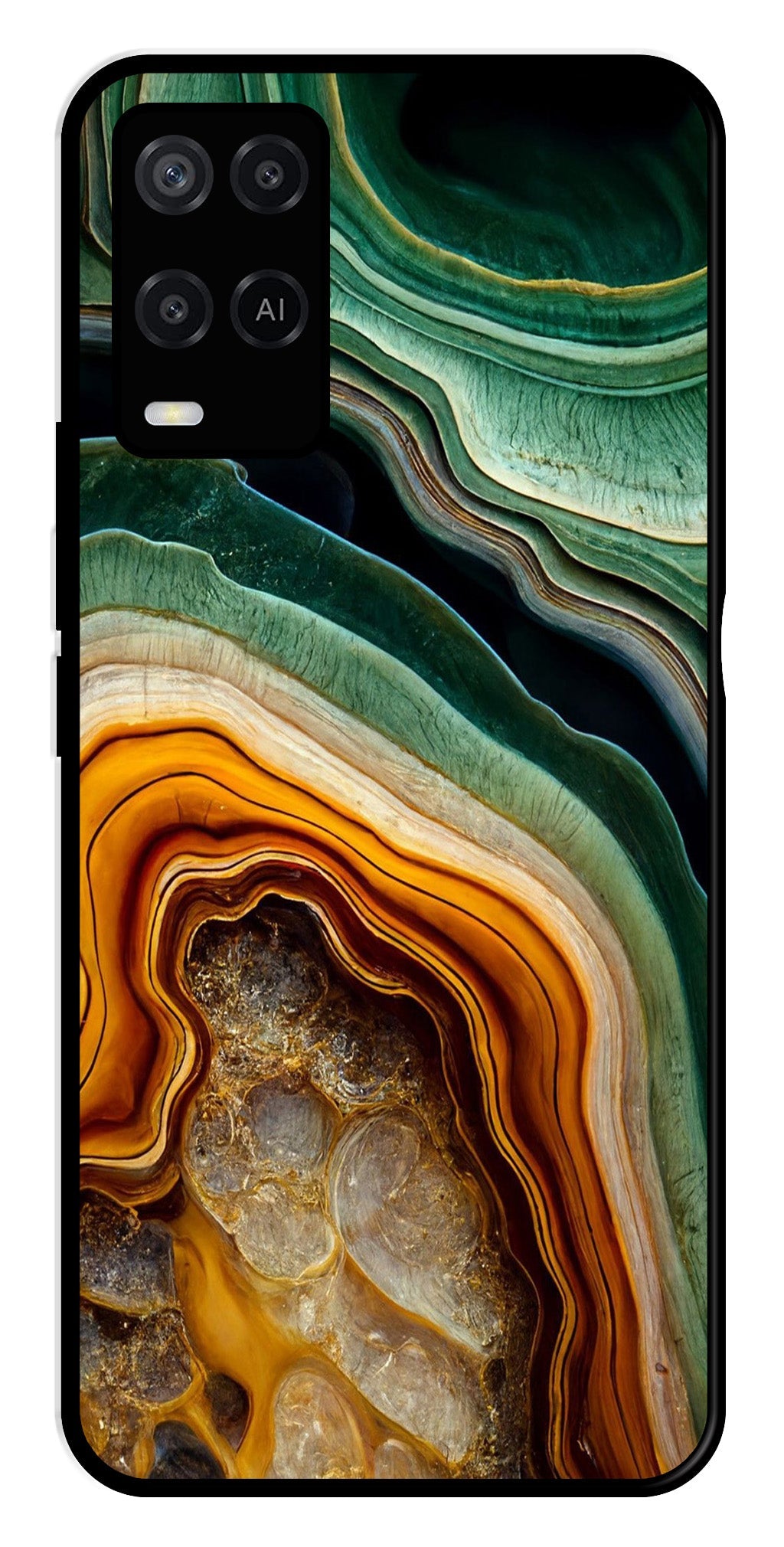 Marble Design Metal Mobile Case for Oppo A54 4G   (Design No -28)