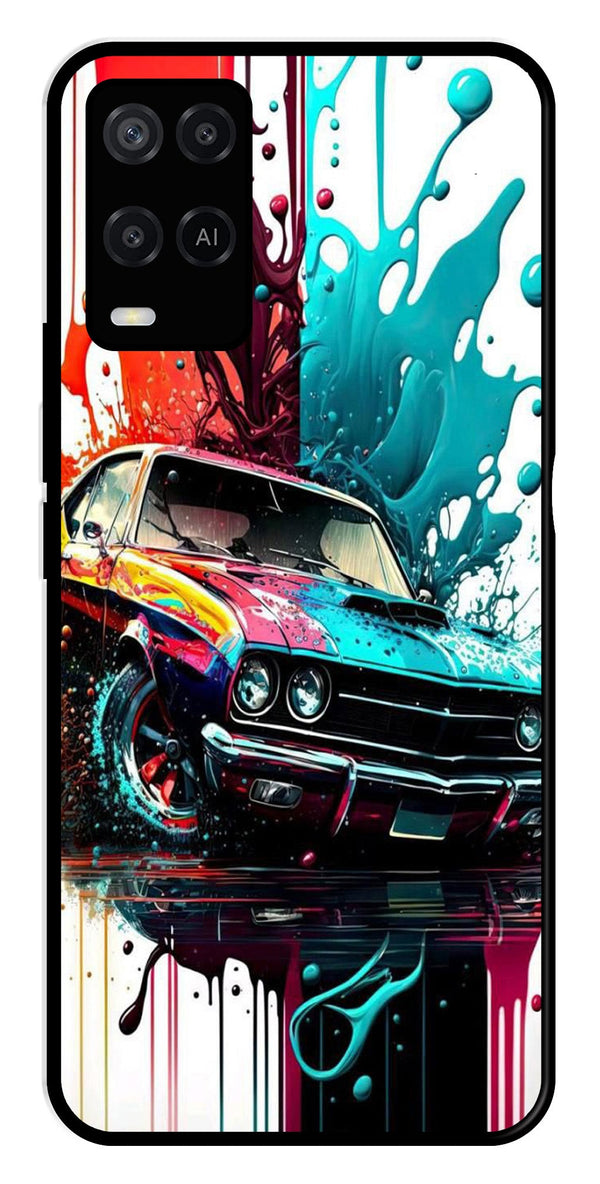 Vintage Car Metal Mobile Case for Oppo A54 4G   (Design No -29)