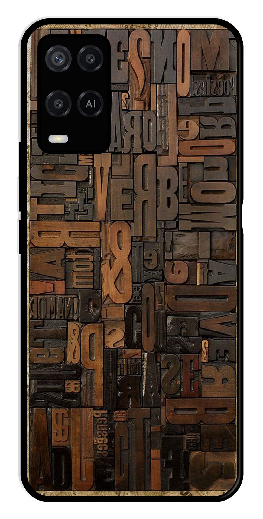 Alphabets Metal Mobile Case for Oppo A54 4G   (Design No -32)