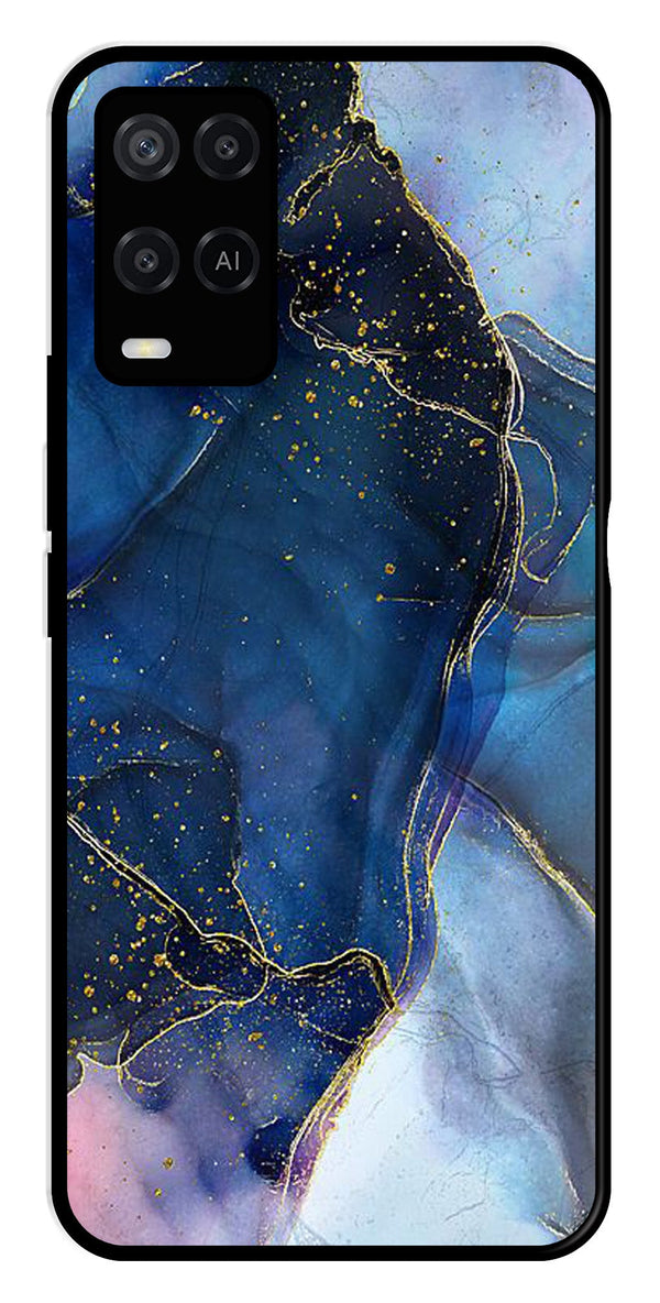 Blue Marble Metal Mobile Case for Oppo A54 4G   (Design No -34)